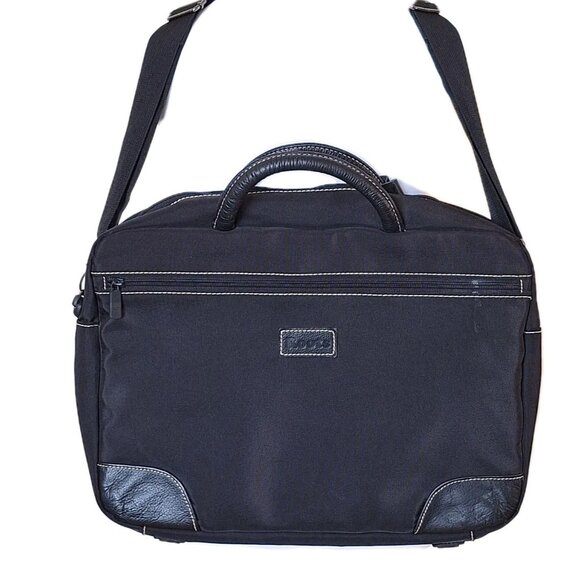 ROOTS SOFT LAPTOP BRIEFCASE GENUINE LEATHER TRIM - Picture 2 of 13